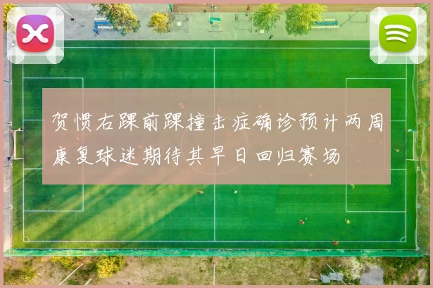 贺惯右踝前踝撞击症确诊预计两周康复球迷期待其早日回归赛场